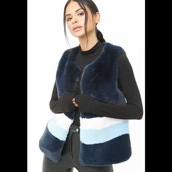 Shaci faux fur color block vest - Picture 1 of 10